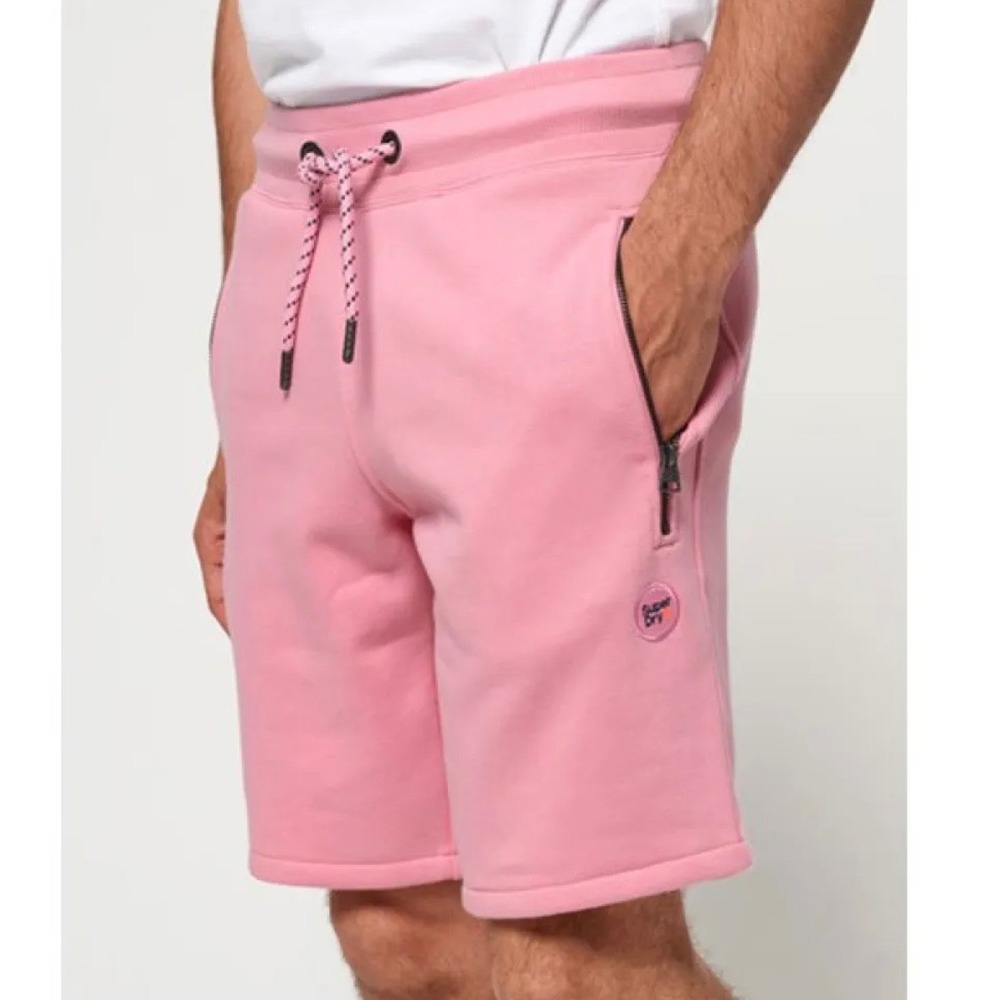 Superdry Collective Sweat Shorts Mens Small Pink Fleece Zip Pockets M71900AU